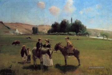 Camille Pissarro Werke - Esel reiten in La Roche Guyon Camille Pissarro